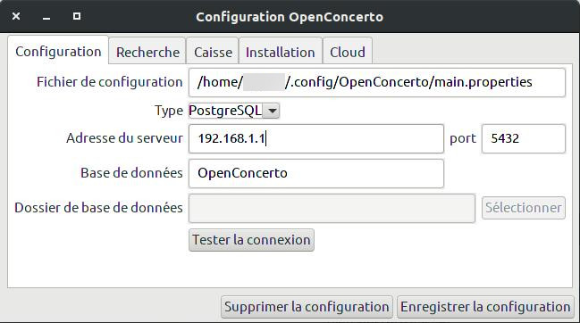 Openconcerto - configuration postgreSQL