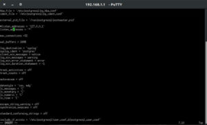 Putty - Fichier postgresql.conf modifié