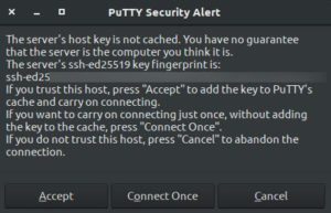 Putty alerte de connexion SSH